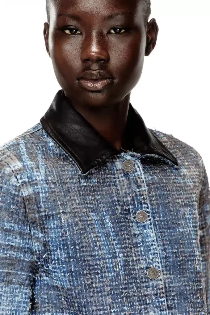 de-ateli-s Cropped jacket in graphic bouclé denim