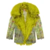 de-bika-fse Printed devoré jacket with shaggy collar