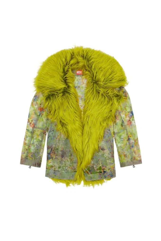 de-bika-fse Printed devoré jacket with shaggy collar