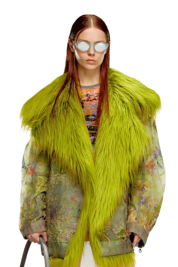 de-bika-fse Printed devoré jacket with shaggy collar