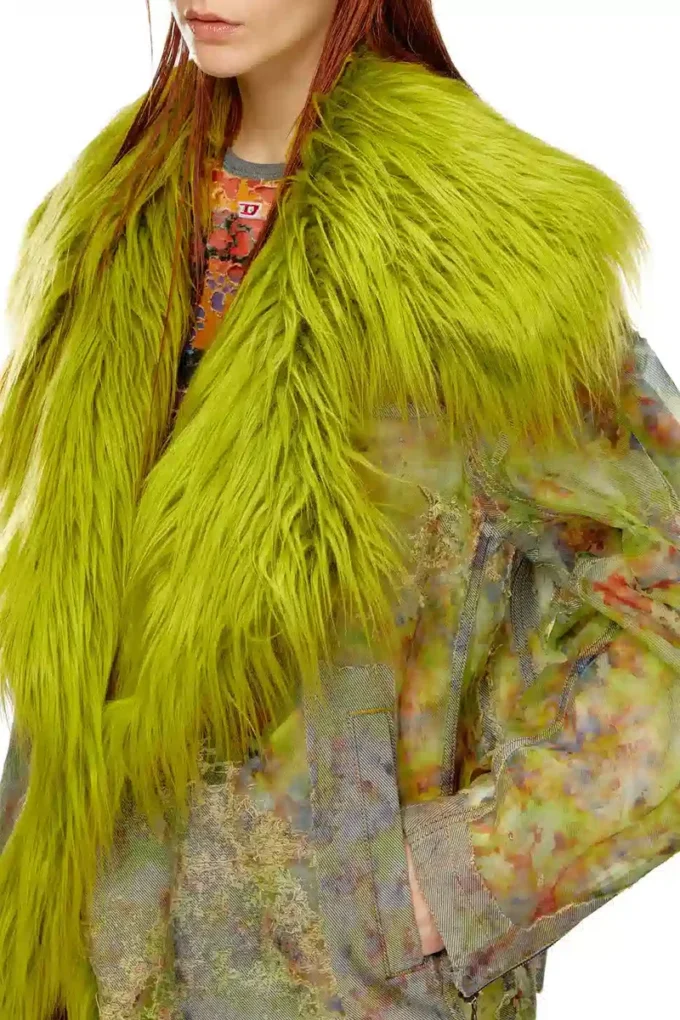 de-bika-fse Printed devoré jacket with shaggy collar