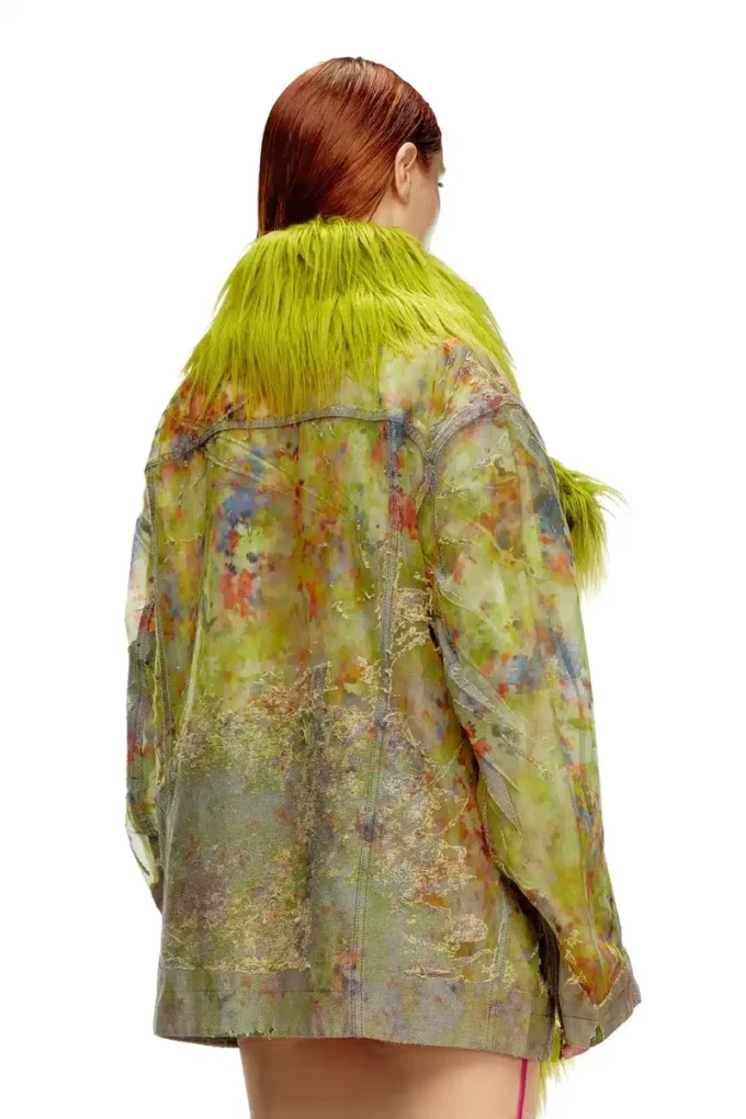 de-bika-fse Printed devoré jacket with shaggy collar