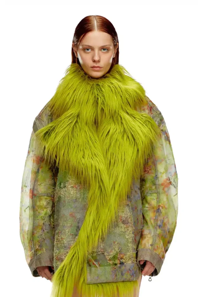 de-bika-fse Printed devoré jacket with shaggy collar