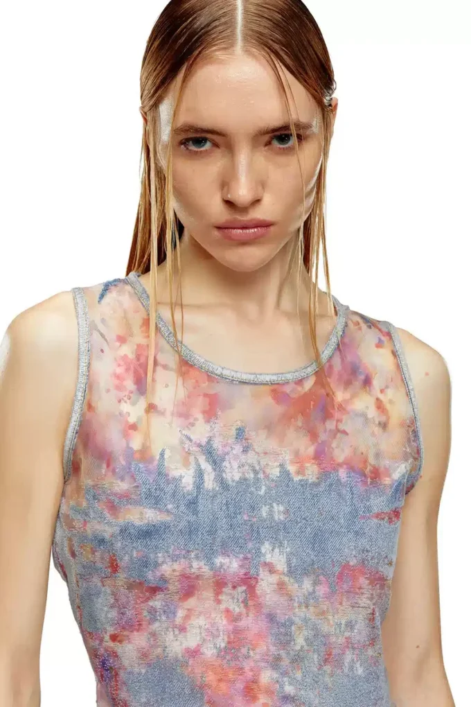 de-ciri-fse Tank top in flower devoré denim