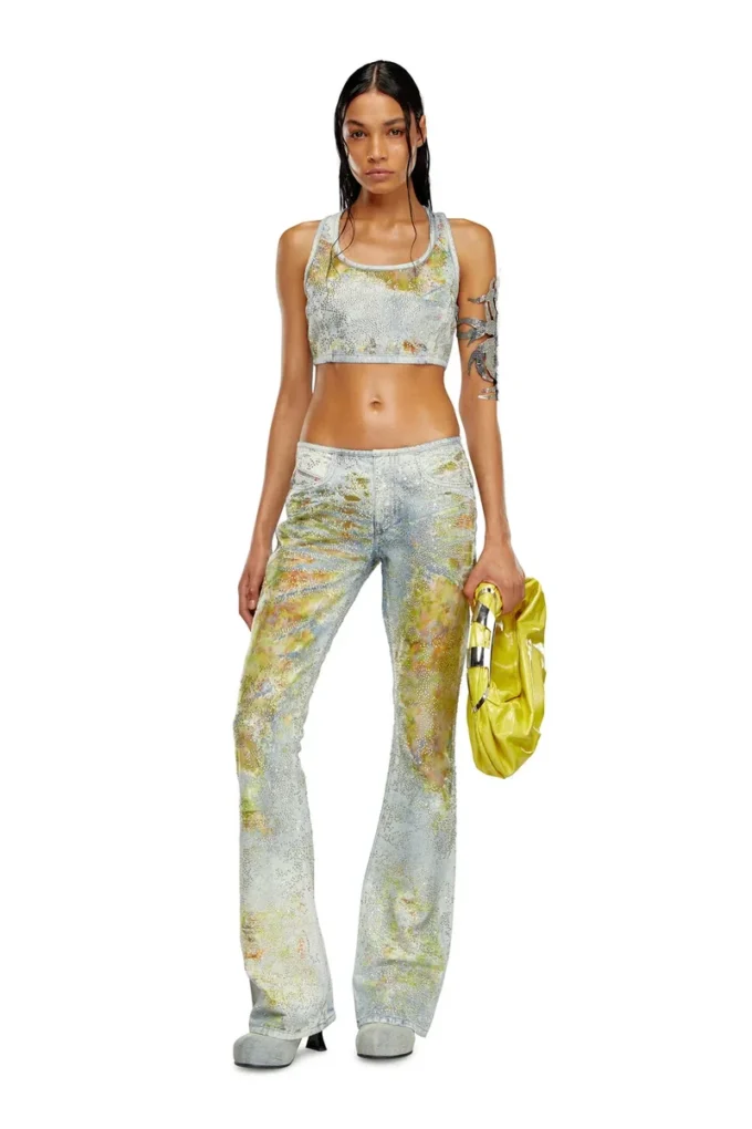 de-detop-fse Cropped top in flower devoré denim