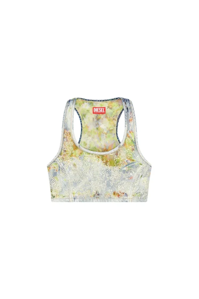 de-detop-fse Cropped top in flower devoré denim