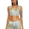 de-detop-fse Cropped top in flower devoré denim
