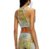 de-detop-fse Cropped top in flower devoré denim