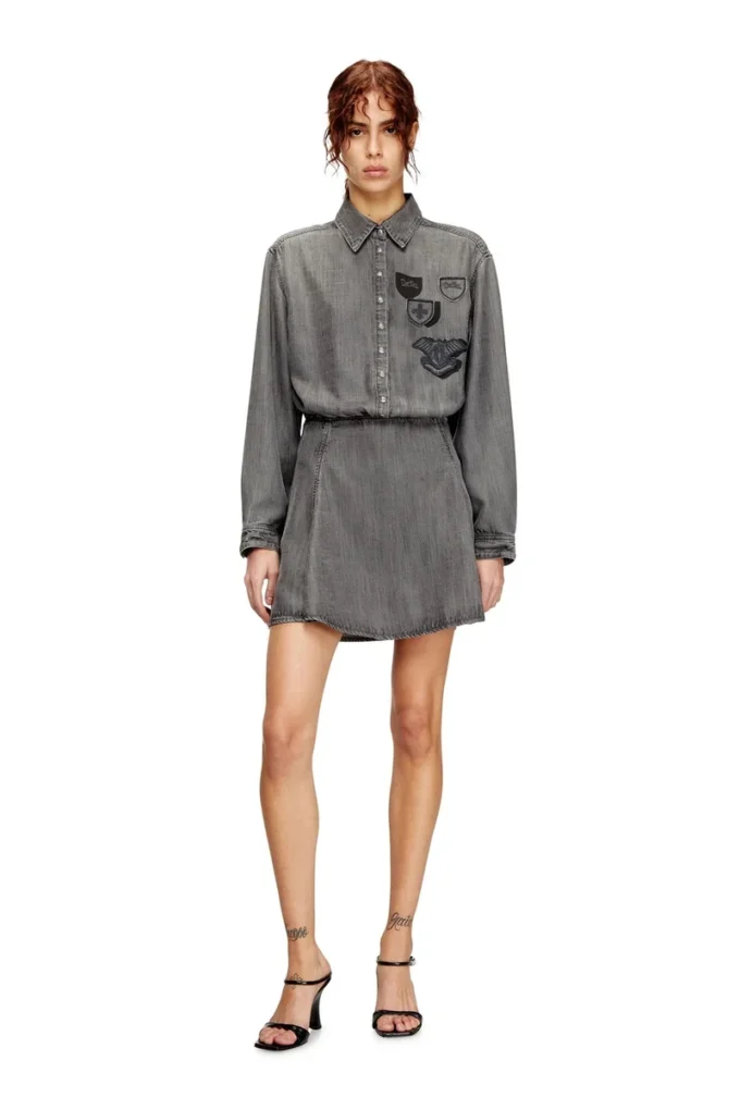 de-drevia-s Denim dress with embroidered patches