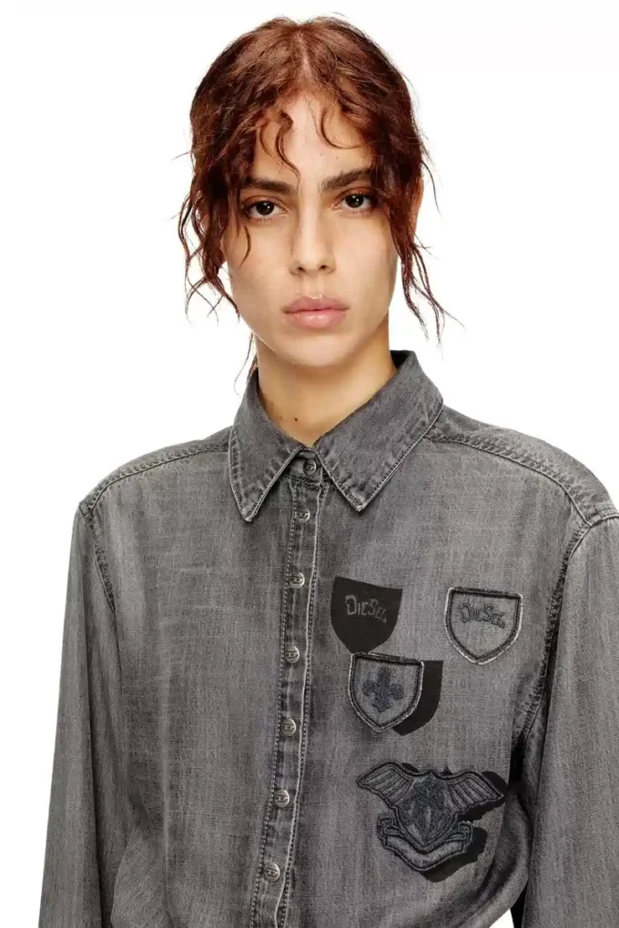 de-drevia-s Denim dress with embroidered patches