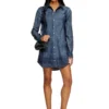 de-eazy dress-s Shirt dress in fluid Prince of Wales denim