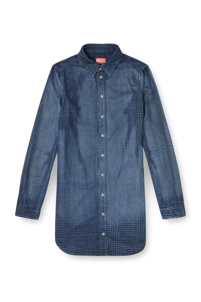 de-eazy dress-s Shirt dress in fluid Prince of Wales denim