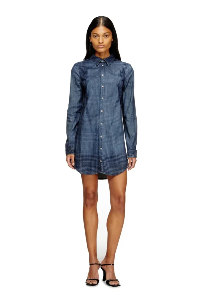de-eazy dress-s Shirt dress in fluid Prince of Wales denim