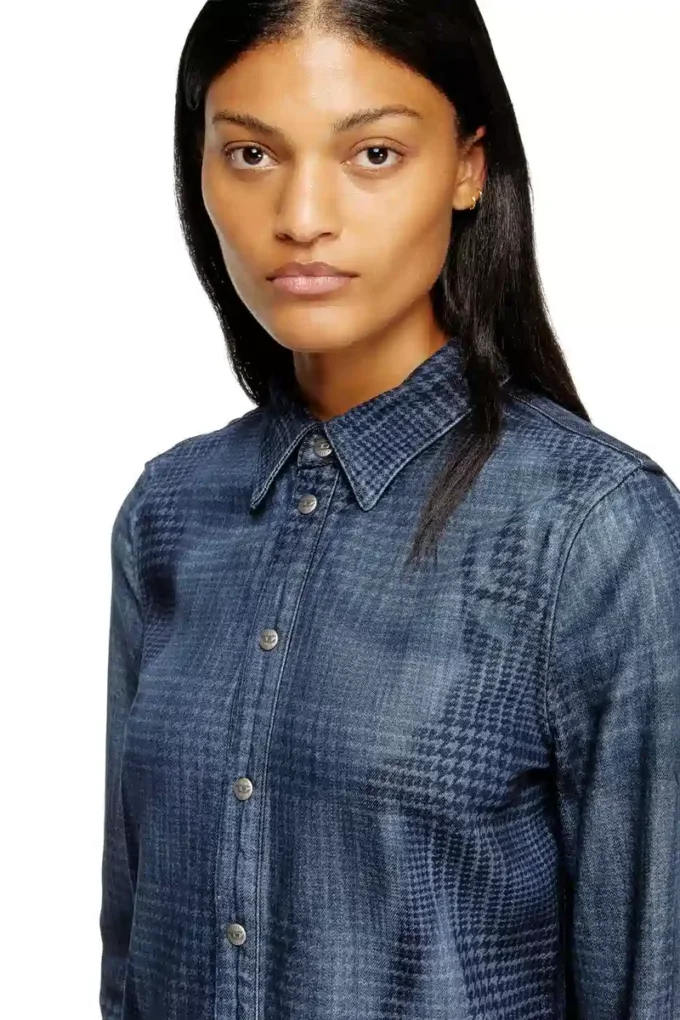 de-eazy dress-s Shirt dress in fluid Prince of Wales denim