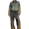 de-flower-s Zipped jacket in fluid shaded denim