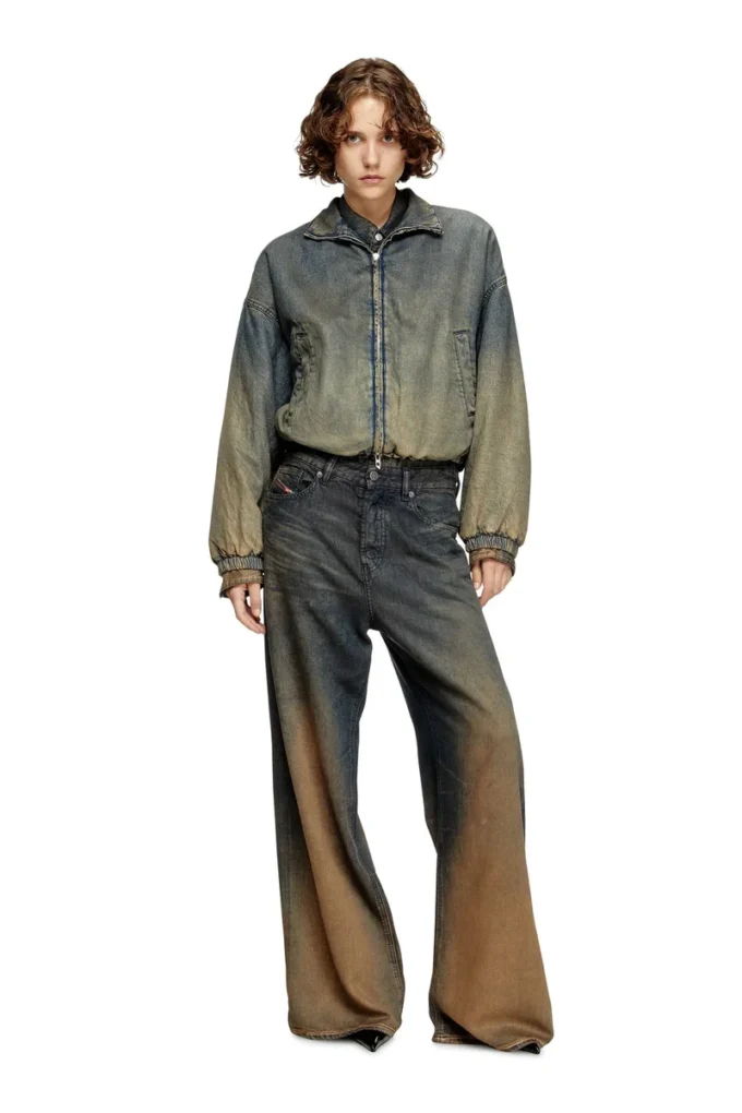 de-flower-s Zipped jacket in fluid shaded denim