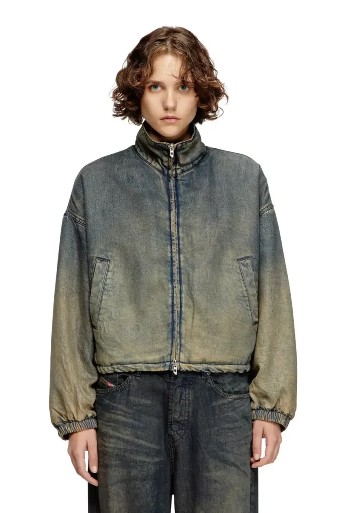 de-flower-s Zipped jacket in fluid shaded denim