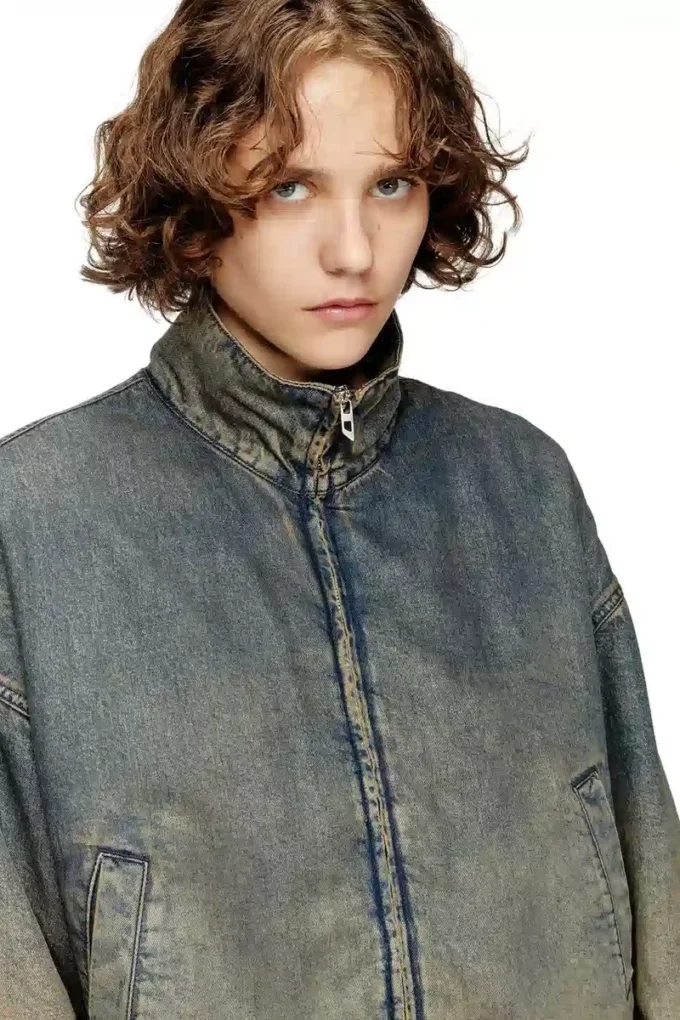 de-flower-s Zipped jacket in fluid shaded denim