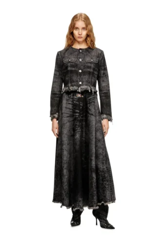de-hannie-fsh Full skirt in lasered cotton-hemp denim