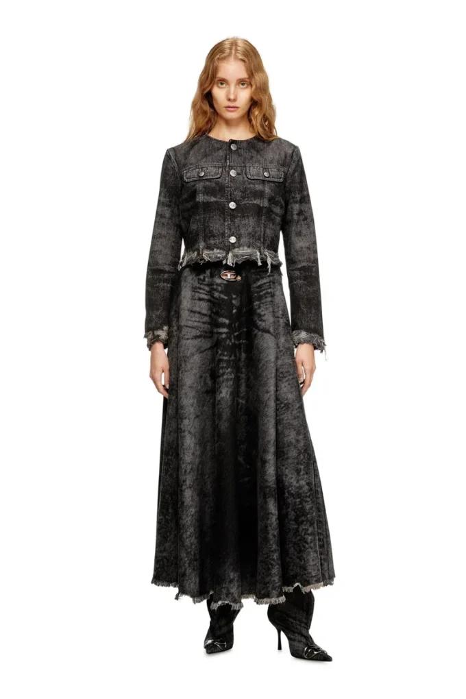 de-hannie-fsh Full skirt in lasered cotton-hemp denim
