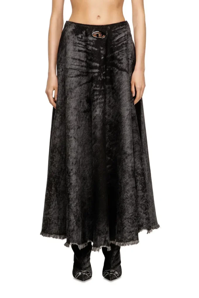 de-hannie-fsh Full skirt in lasered cotton-hemp denim