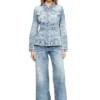 de-katerin-fsh Fitted jacket in lasered cotton-hemp denim