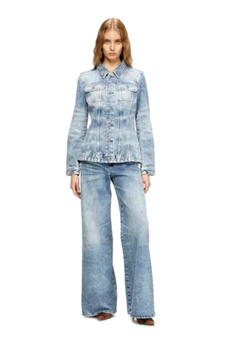 de-katerin-fsh Fitted jacket in lasered cotton-hemp denim
