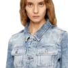 de-katerin-fsh Fitted jacket in lasered cotton-hemp denim