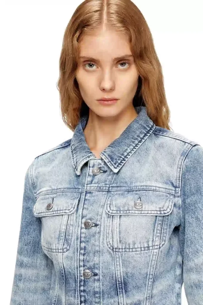 de-katerin-fsh Fitted jacket in lasered cotton-hemp denim