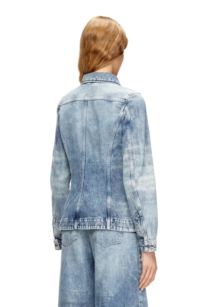 de-katerin-fsh Fitted jacket in lasered cotton-hemp denim