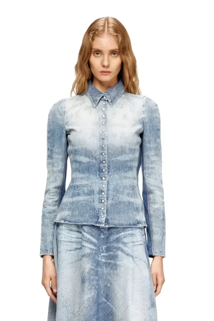 de-masly-fsh Shirt in distressed honeycomb denim