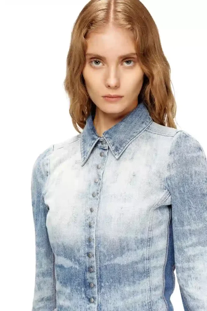 de-masly-fsh Shirt in distressed honeycomb denim
