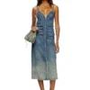 de-melvi-s Dress in fluid laser-worn denim