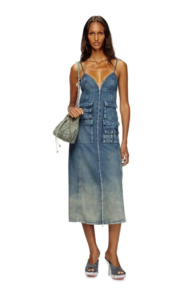 de-melvi-s Dress in fluid laser-worn denim
