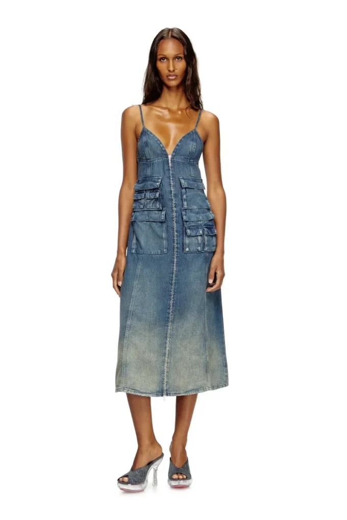de-melvi-s Dress in fluid laser-worn denim