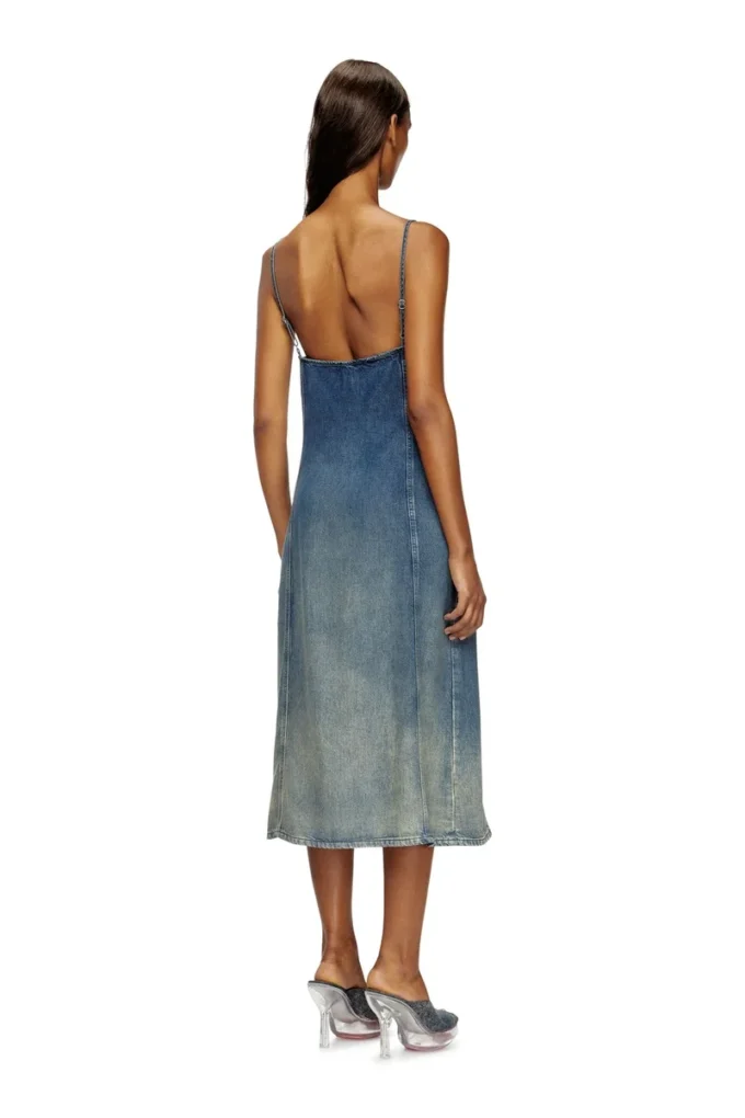 de-melvi-s Dress in fluid laser-worn denim