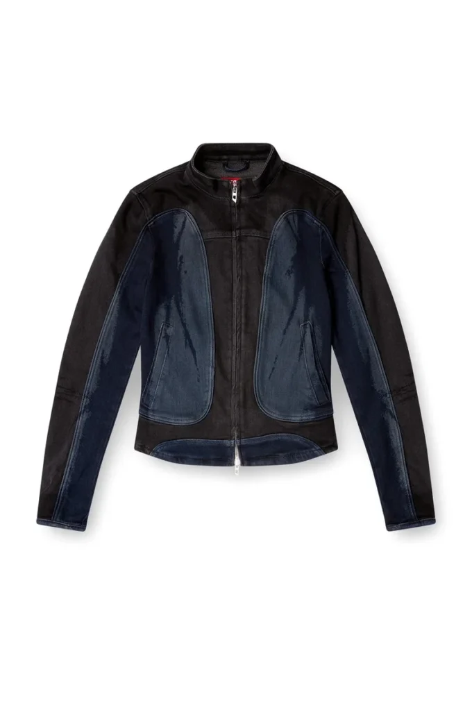 de-morny-s Biker-style jacket in bicolour denim