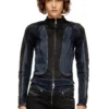 de-morny-s Biker-style jacket in bicolour denim