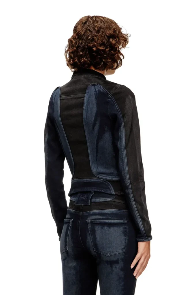 de-morny-s Biker-style jacket in bicolour denim