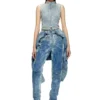 de-nata-fse Second-skin denim top with biker details