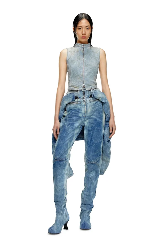 de-nata-fse Second-skin denim top with biker details