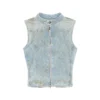 de-nata-fse Second-skin denim top with biker details