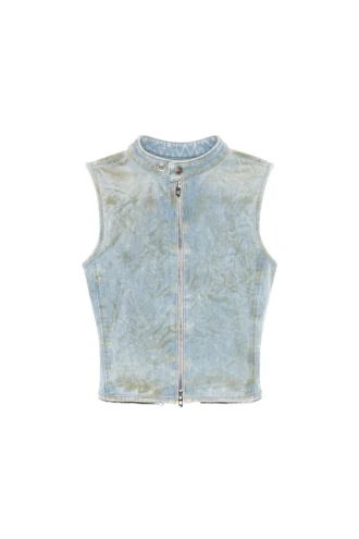 de-nata-fse Second-skin denim top with biker details