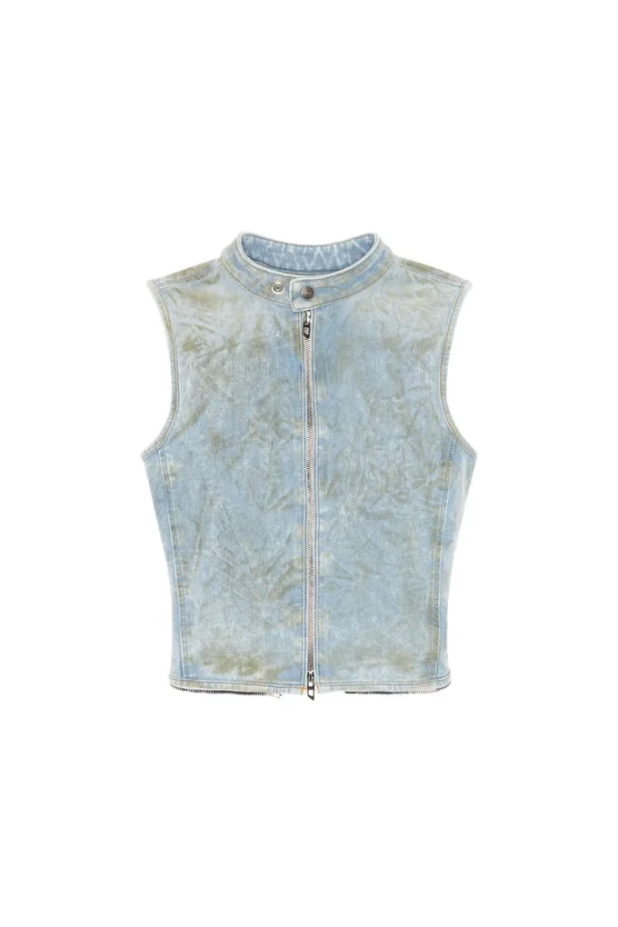 de-nata-fse Second-skin denim top with biker details