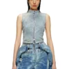 de-nata-fse Second-skin denim top with biker details