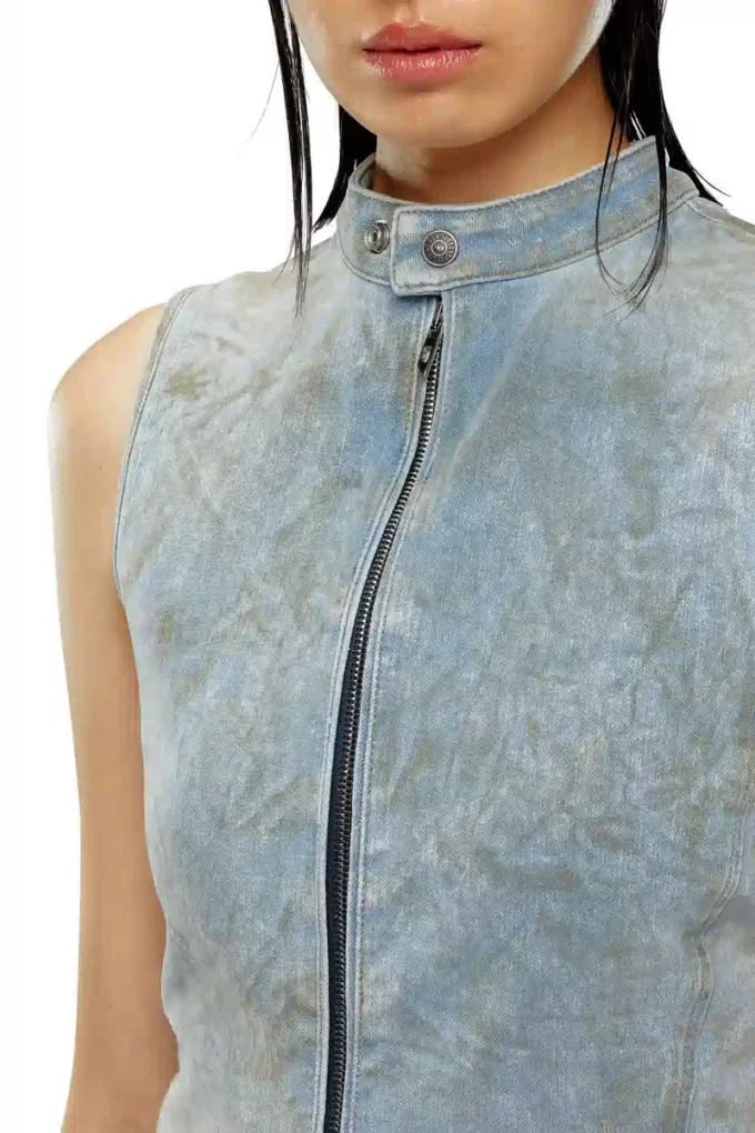 de-nata-fse Second-skin denim top with biker details