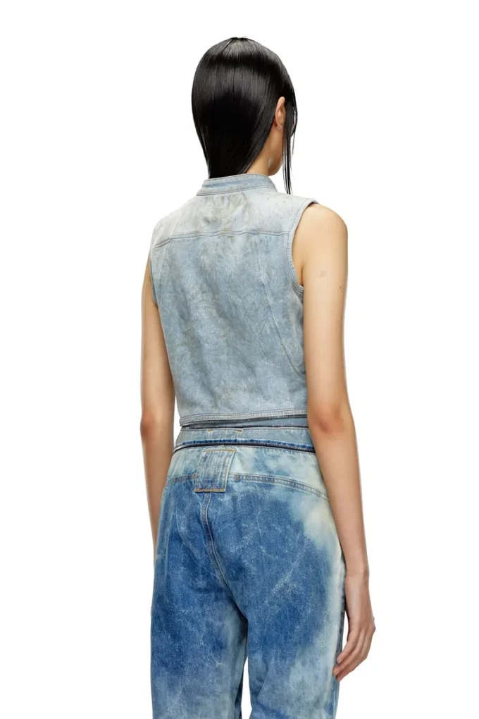 de-nata-fse Second-skin denim top with biker details