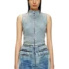 de-nata-fse Second-skin denim top with biker details