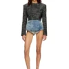 de-nora-fsh Belt skirt in lasered cotton-hemp denim
