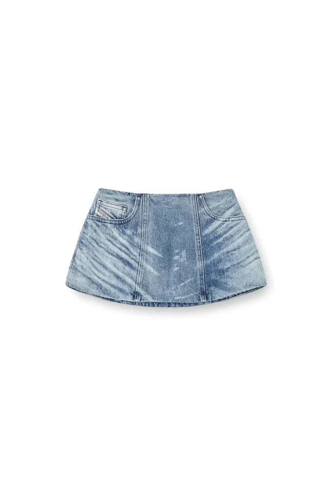 de-nora-fsh Belt skirt in lasered cotton-hemp denim